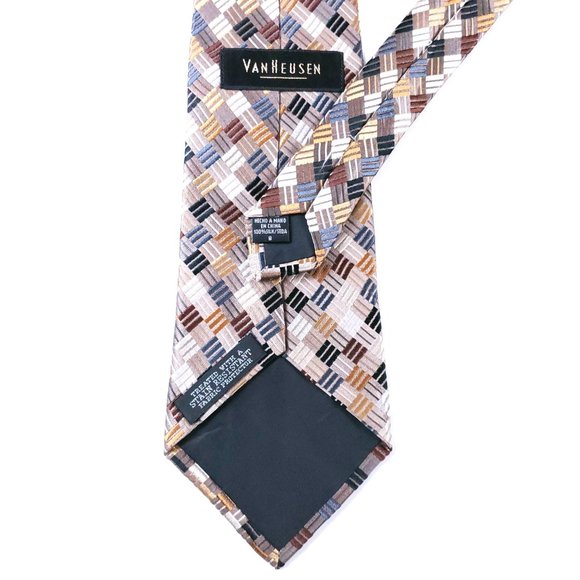 Van Heusen 100% Silk Men Neck Tie Geometric Multicolor 59 x 4 - NWOT - Picture 5 of 6